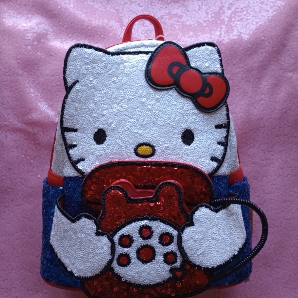 Hello Kitty Sequin Backpack - Red, White, Blue